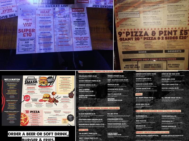 Coyote Ugly Saloon - Liverpool Menu