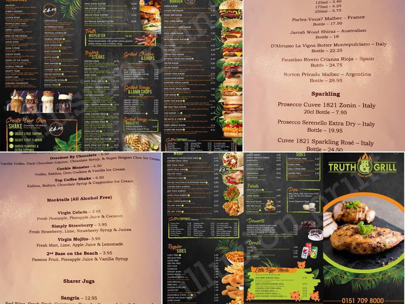 Truth lounge - Liverpool Menu