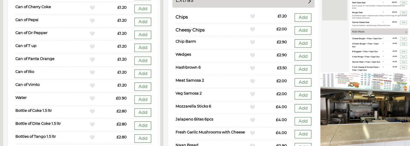 Real Taste Pizza Menu