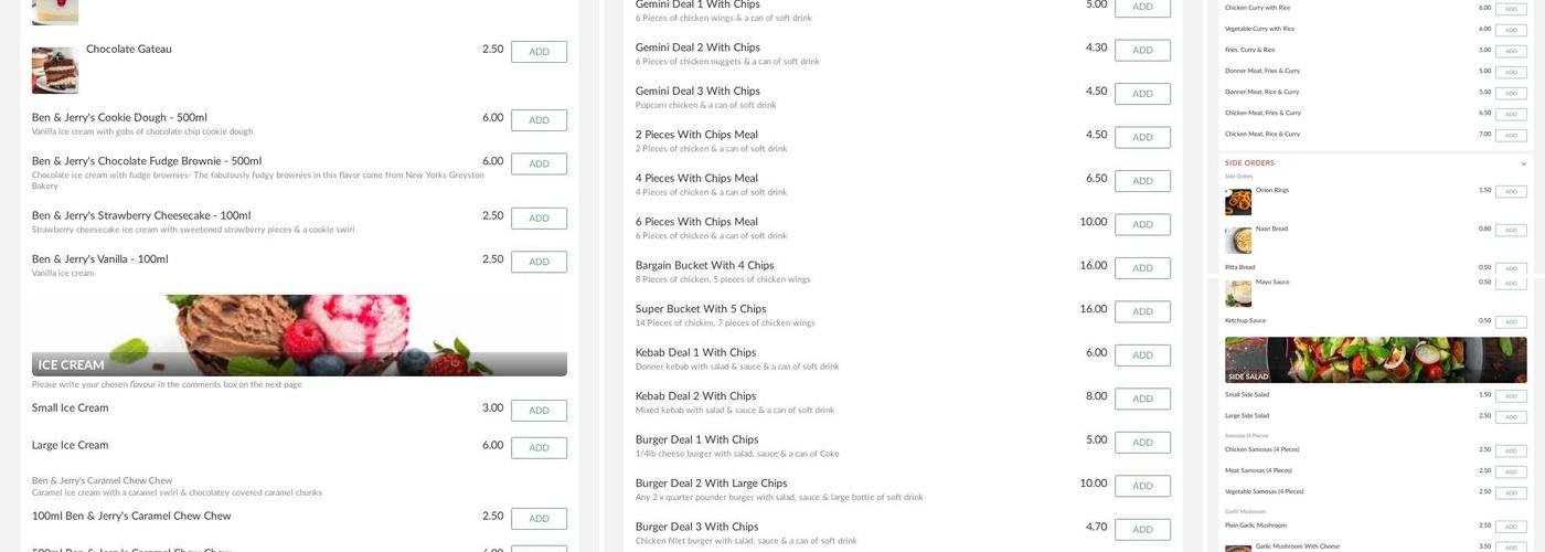 Gemini Fast Food Menu