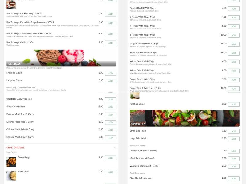 Gemini Fast Food Menu