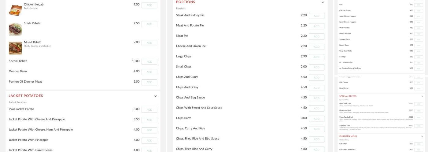 Finnigans Fast Food Menu