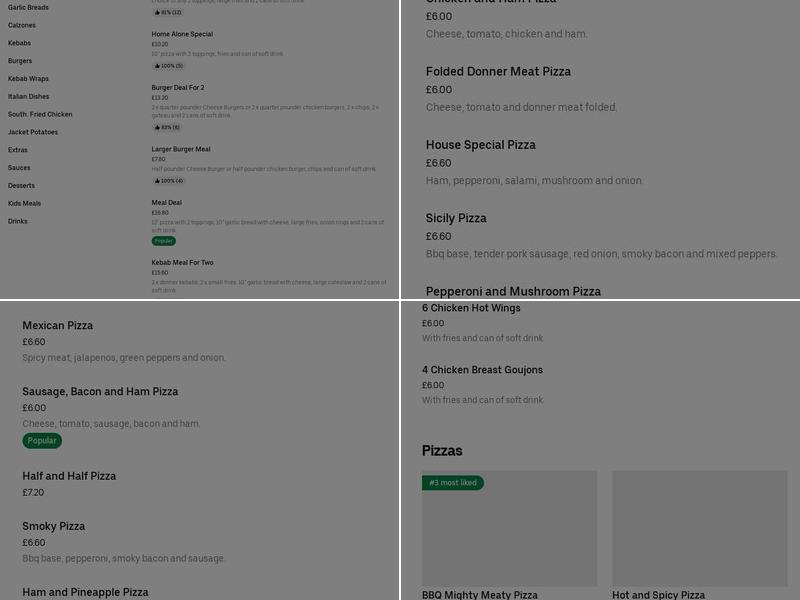 The Pizza Avenue Menu