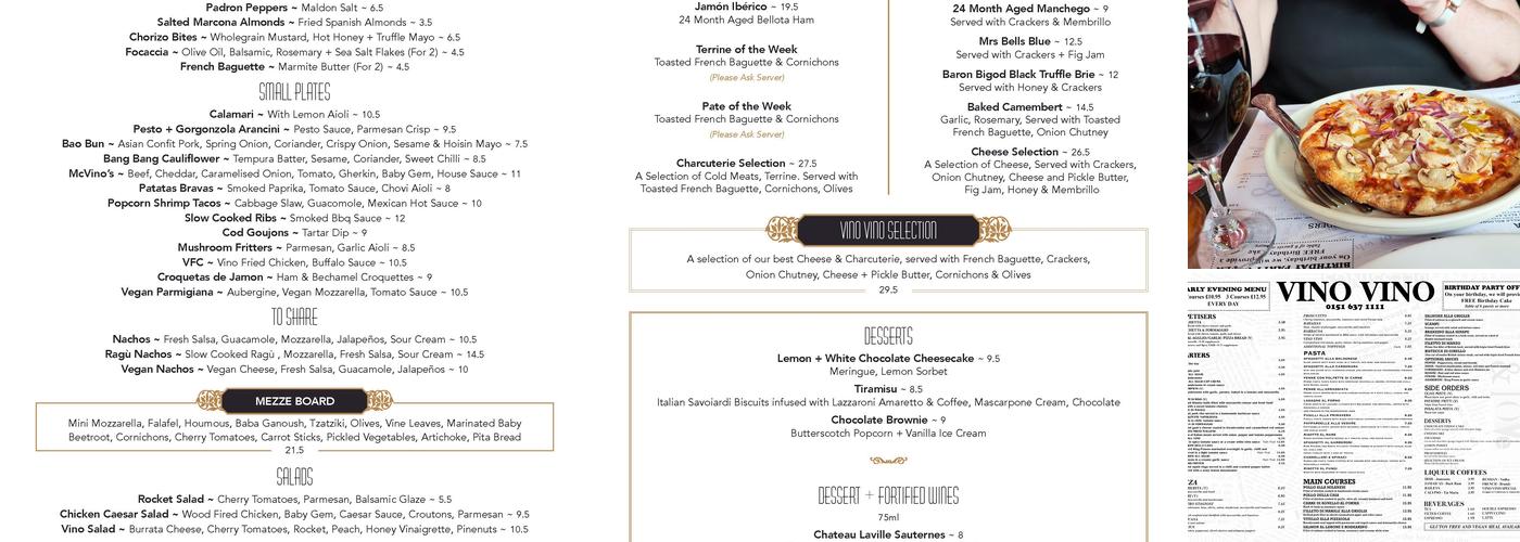 Vino Vino Menu