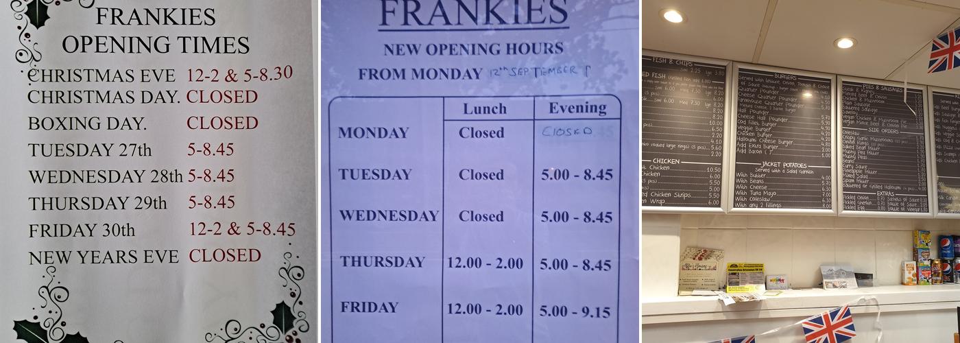 Frankies bordon Menu