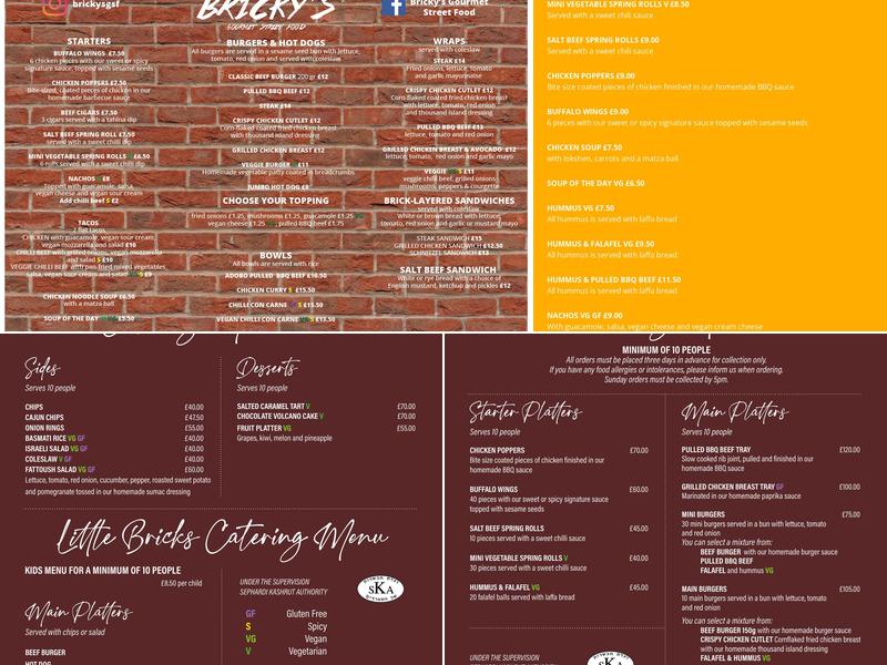 Bricky's Menu