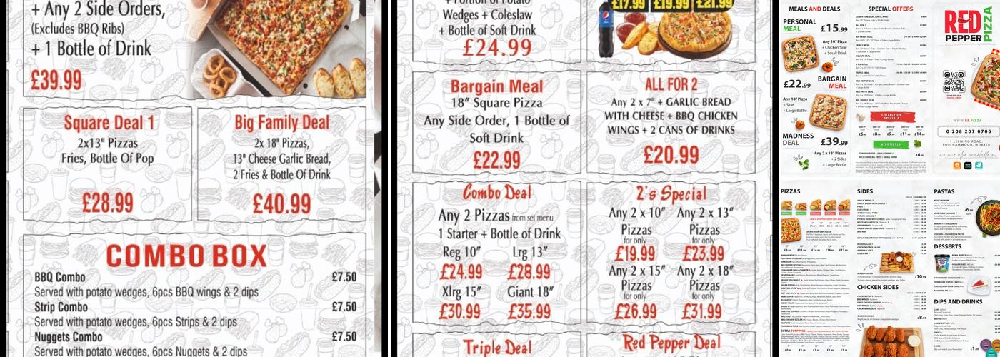 Red Pepper Pizza Menu