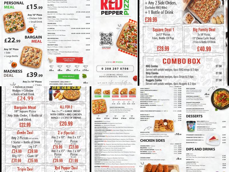 Red Pepper Pizza Menu