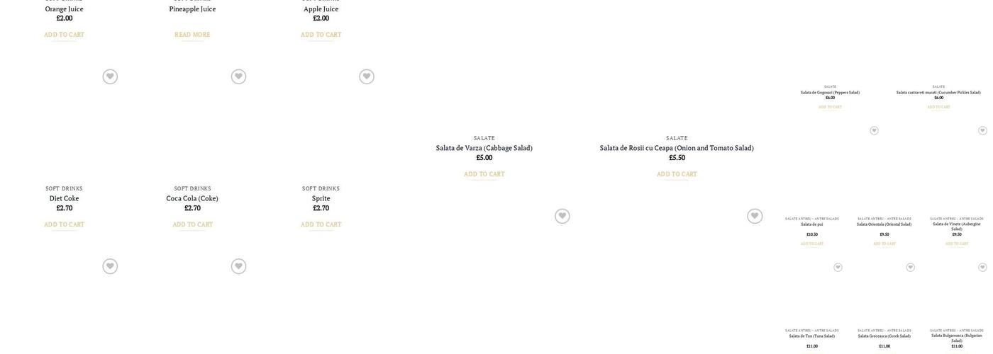 Restaurant Mariuca Menu