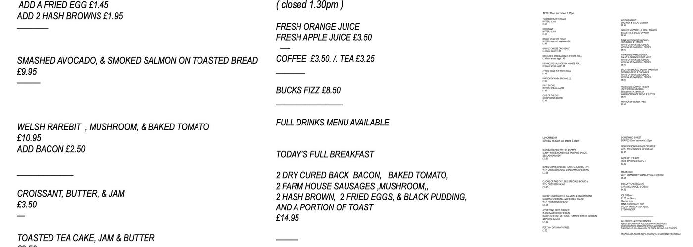 The Dining Room Menu