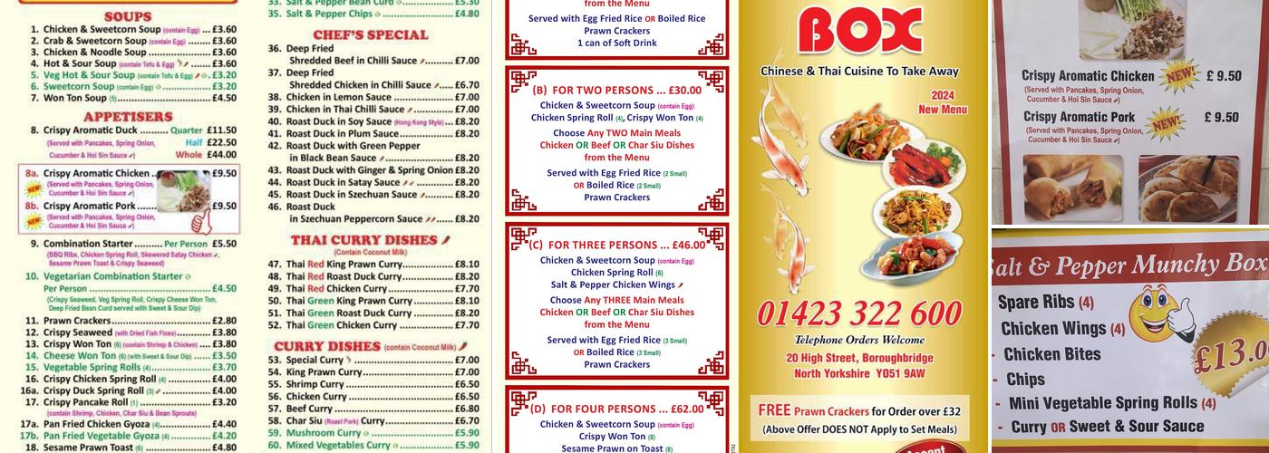 Dinner Box Chinese & Thai Cuisine Takeaway Menu