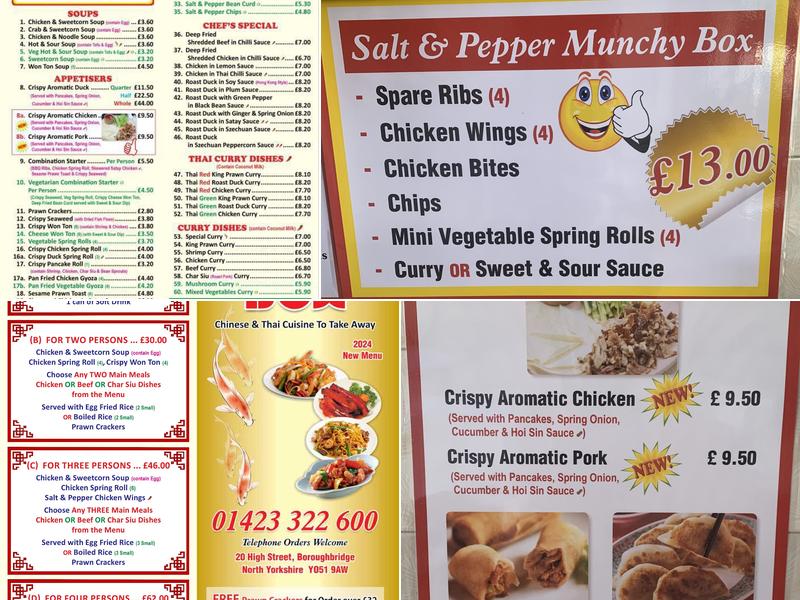 Dinner Box Chinese & Thai Cuisine Takeaway Menu