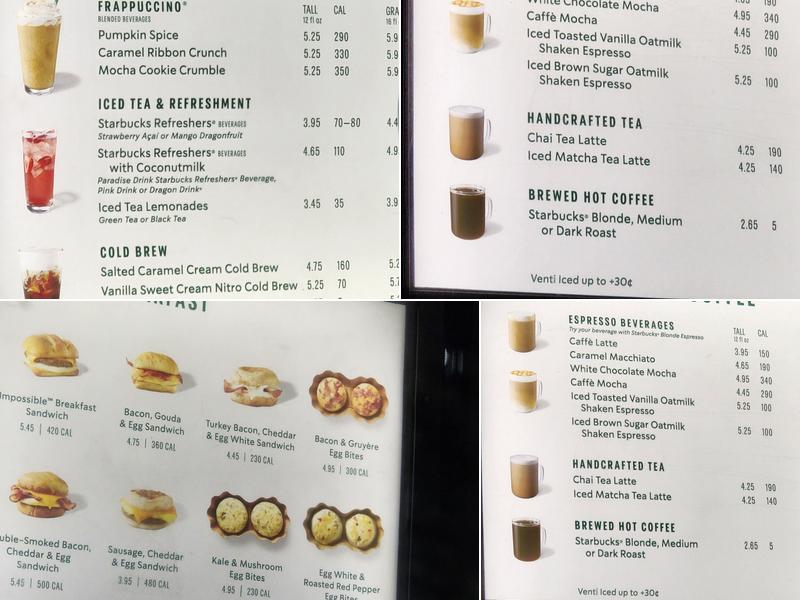 Starbucks Menu