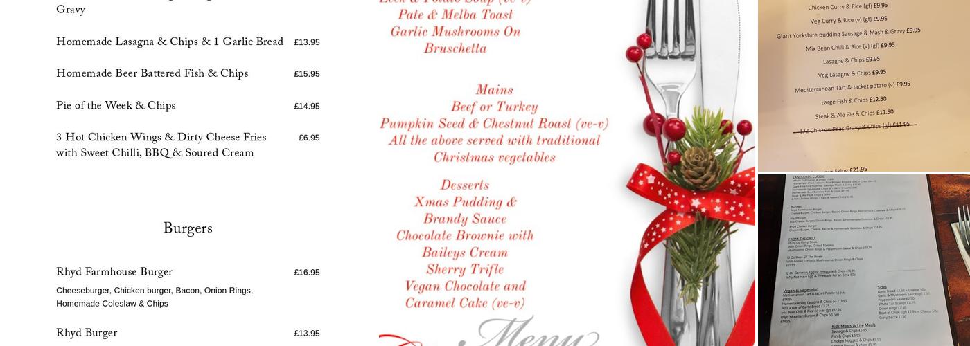 Rhydypennau Inn Menu