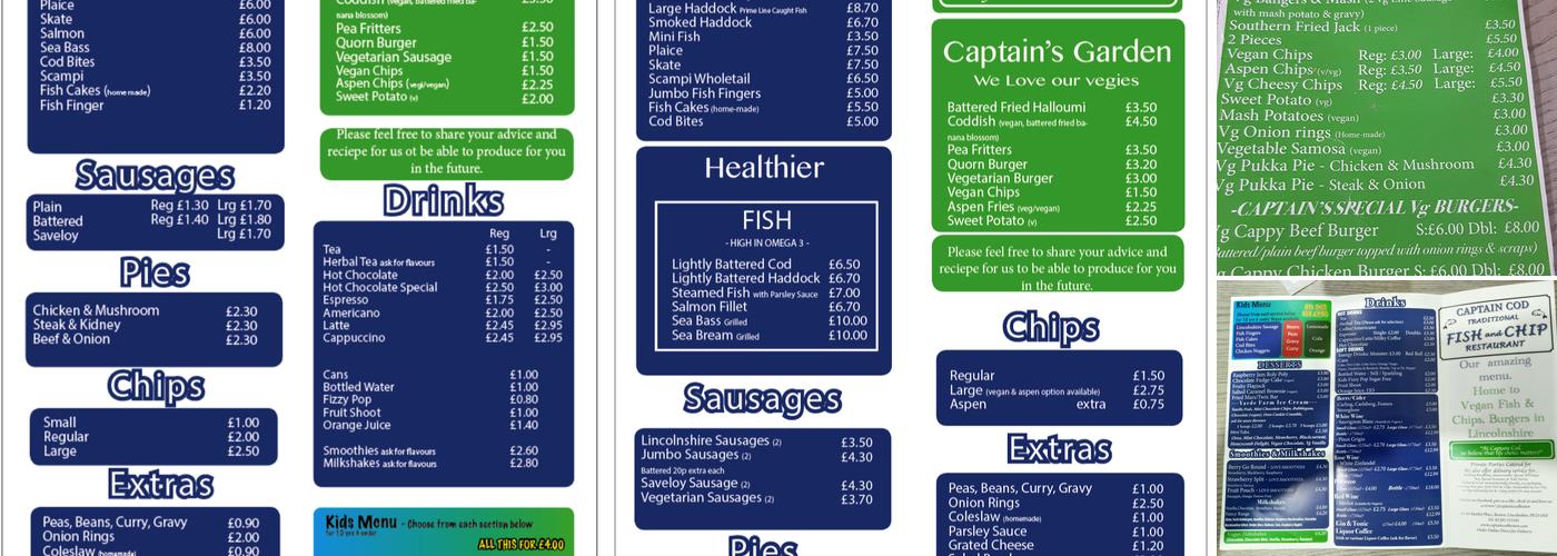 Captain Cod Fish And Chip Menu
