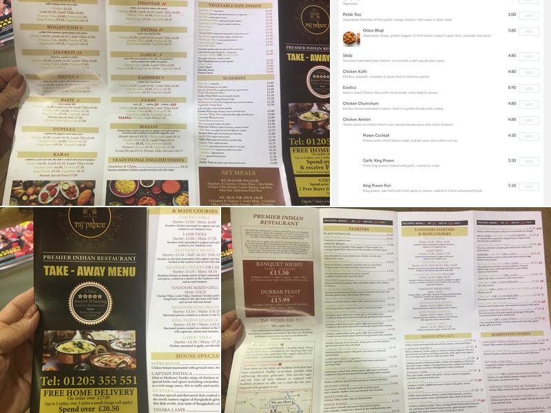 Raj Palace Restaurant Menu