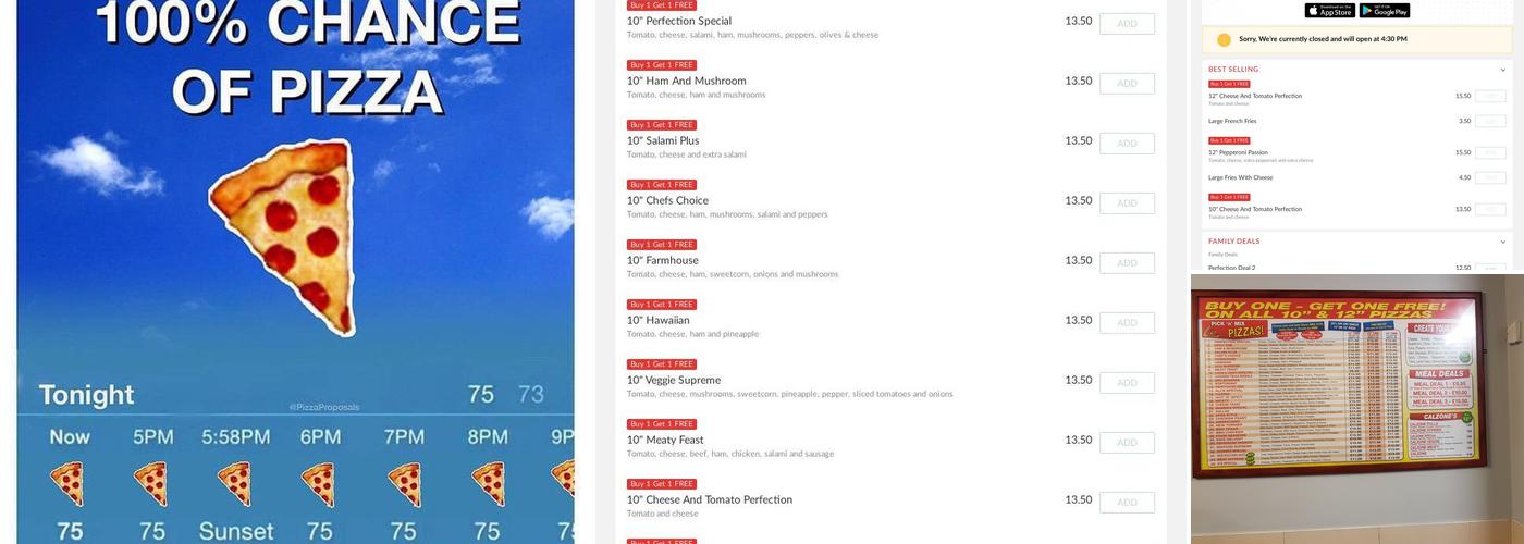 Pizza Perfection Boston Menu