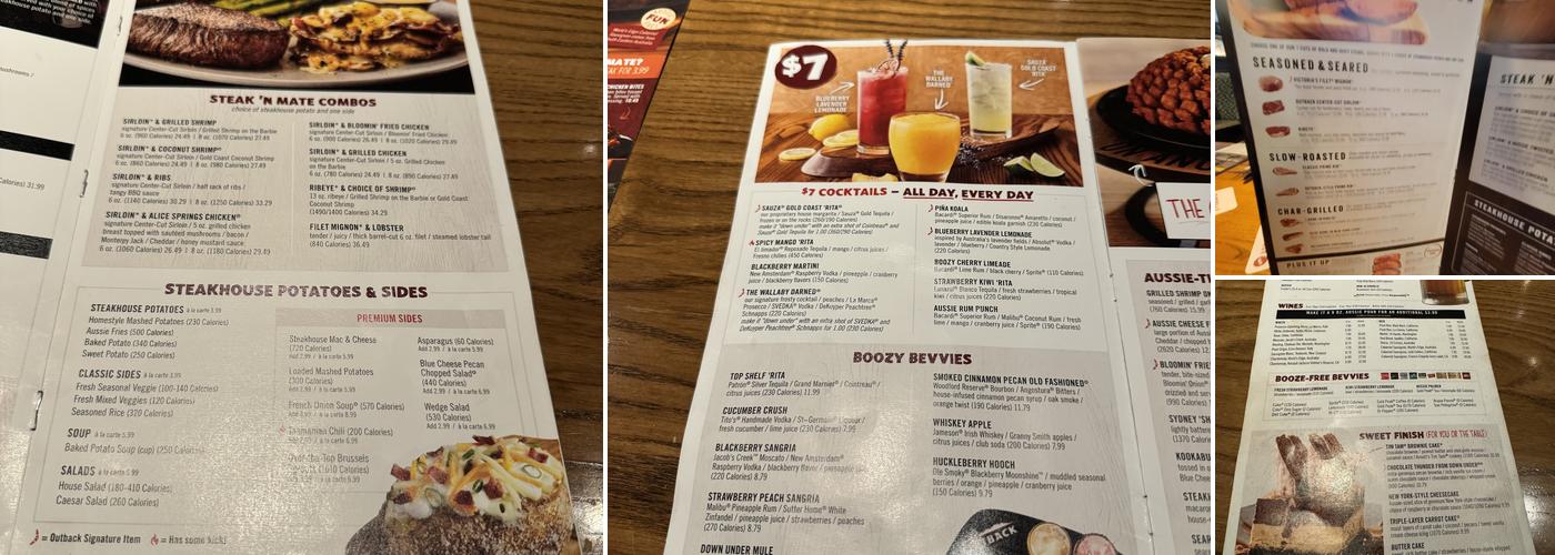 Outback Steakhouse Menu