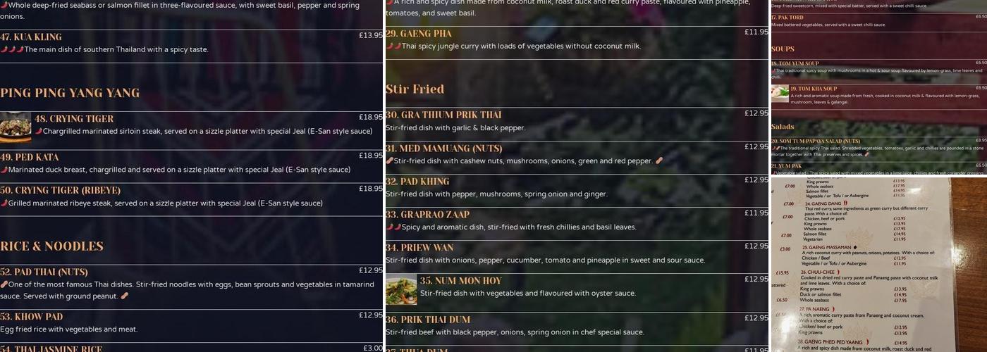 Thai Chokdee Restaurant Menu