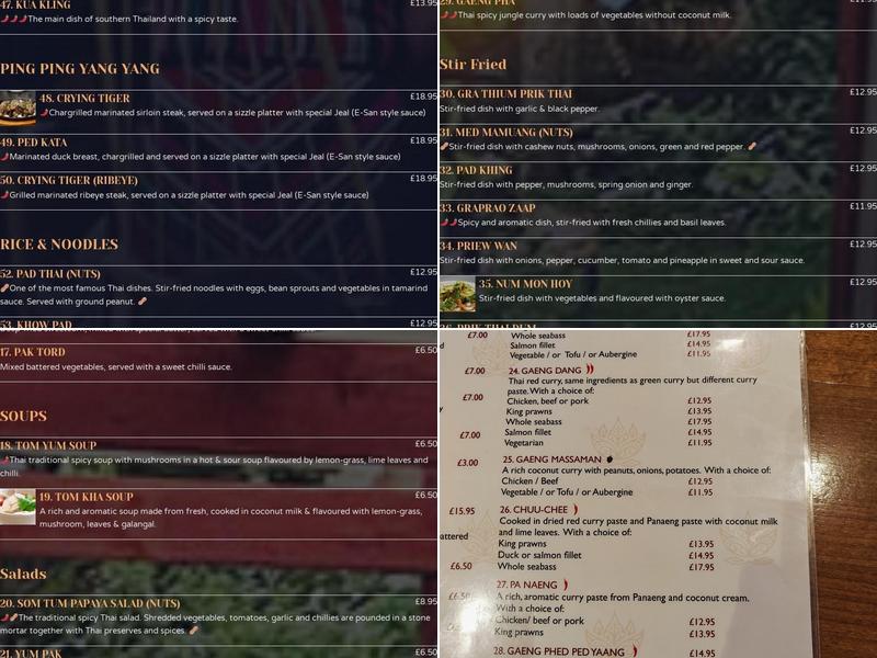 Thai Chokdee Restaurant Menu
