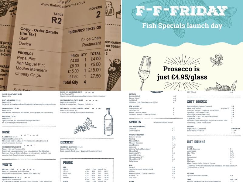 The Lancaster Arms Menu