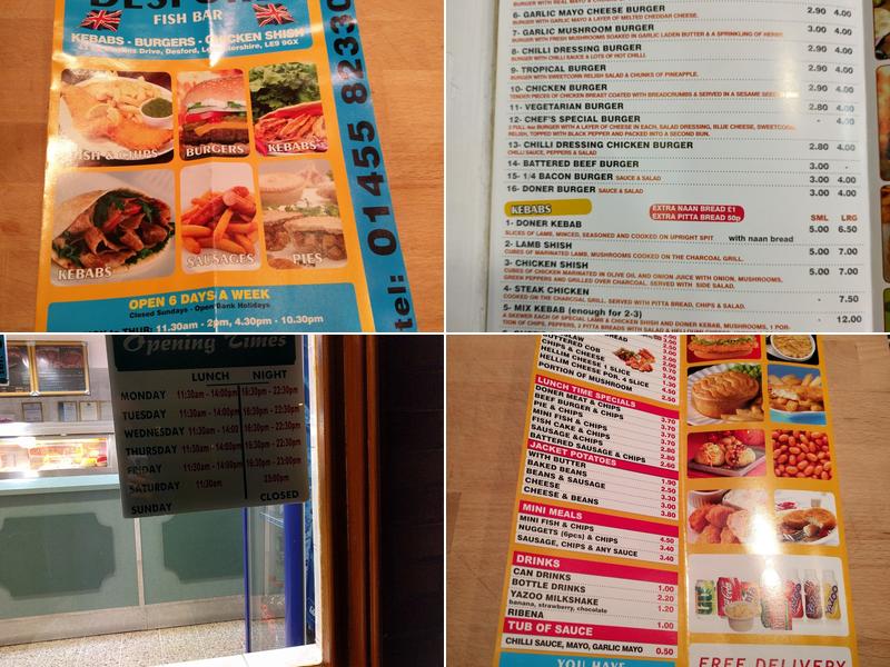 Desford Fish Bar Menu