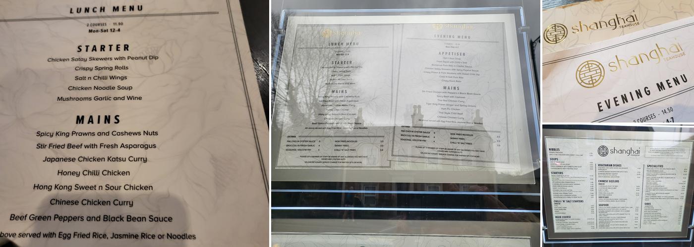 Shanghai Teahouse Menu