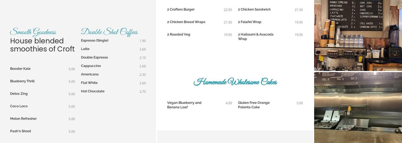 The Croft Deli Grill Menu