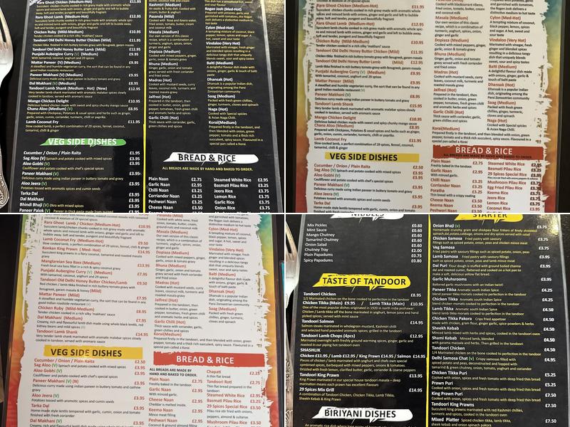 29 Spices Menu