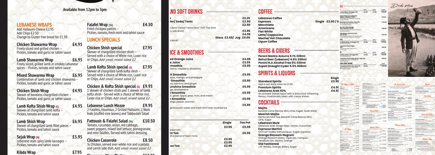 The Luxor Restaurant Menu