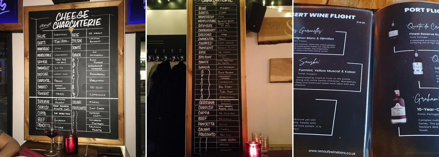 Renoufs Cheese and Wine Bar Menu