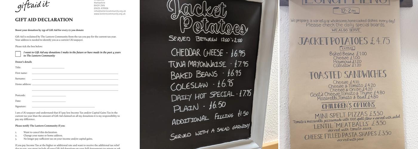 The Lantern Cafe and Shop Menu