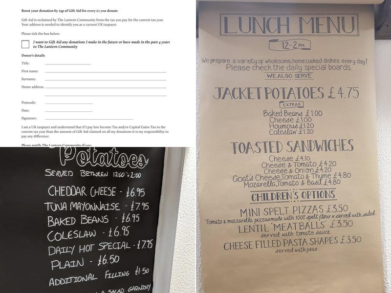The Lantern Cafe and Shop Menu