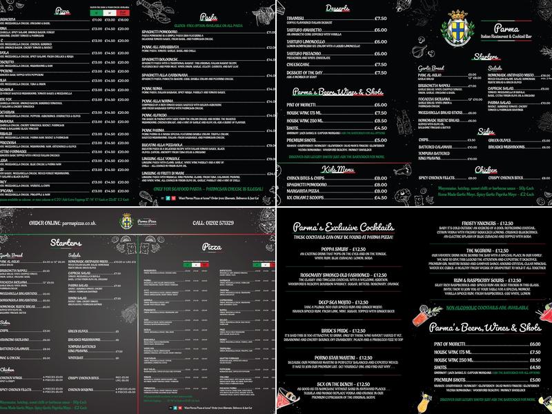 Parma Pizza Menu