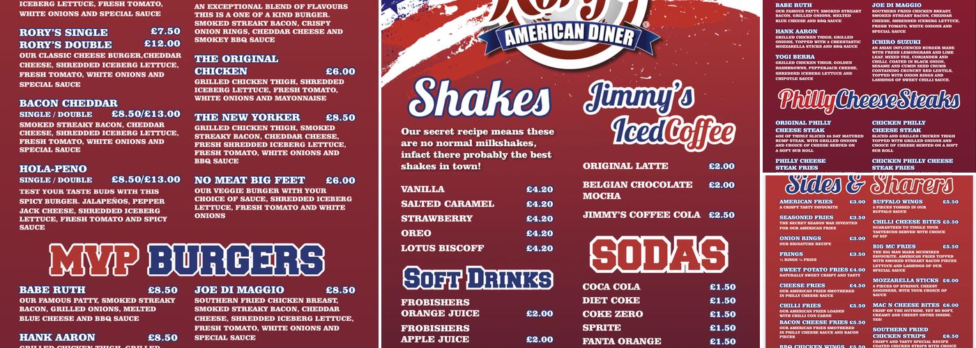 Rory's American Diner Delivery Menu