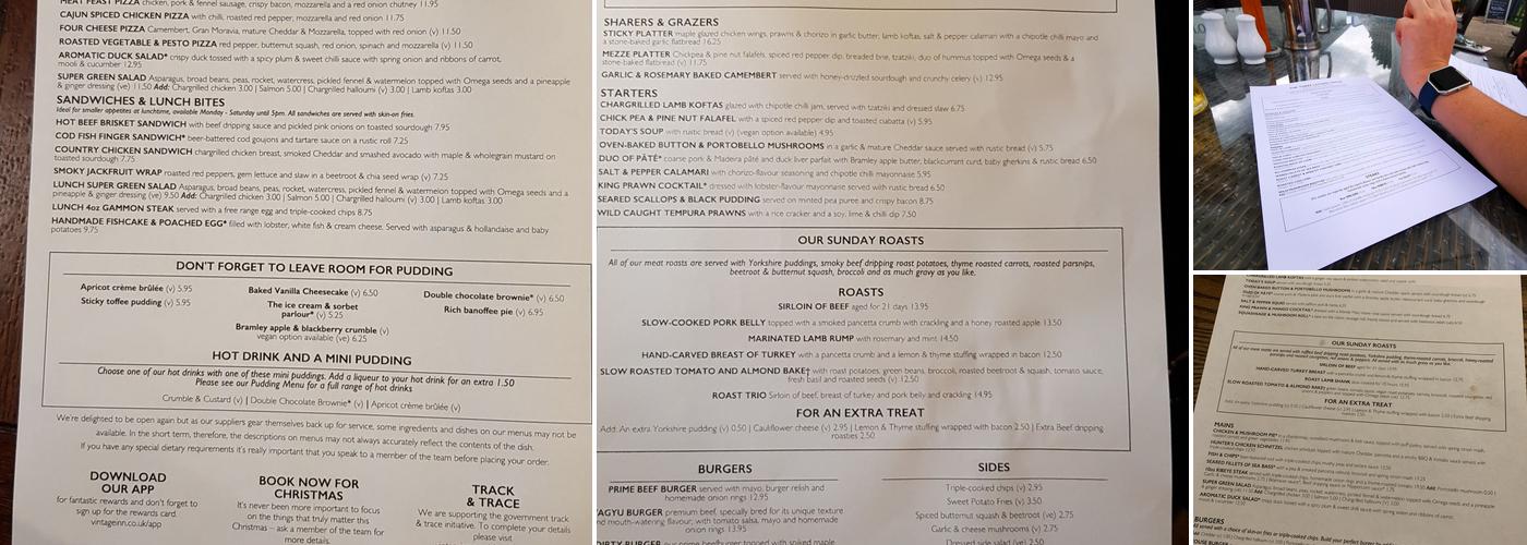 The Three Legged Cross Menu