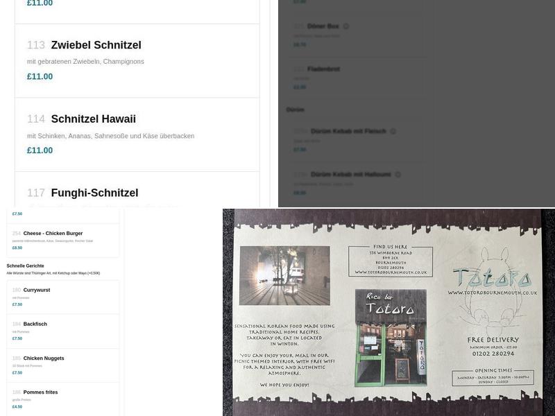 Rice Bar Totoro Menu