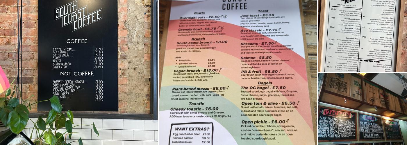 South Coast Coffee Menu