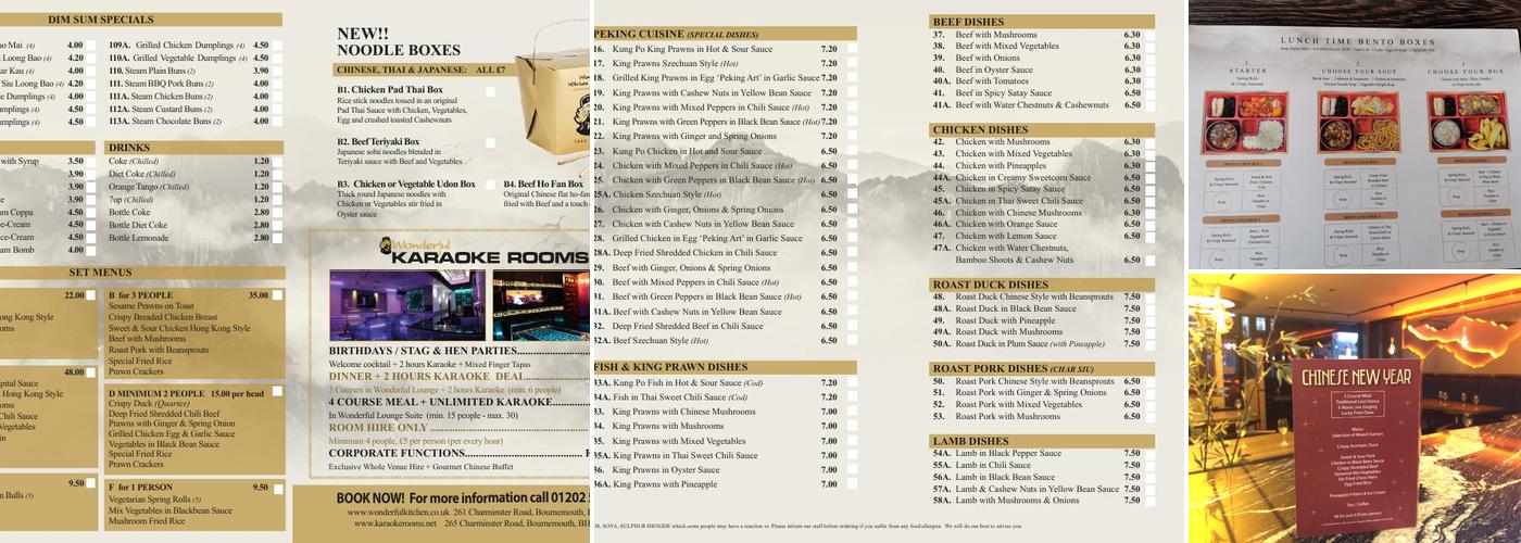 Wonderful Kitchen Lounge & Garden Menu