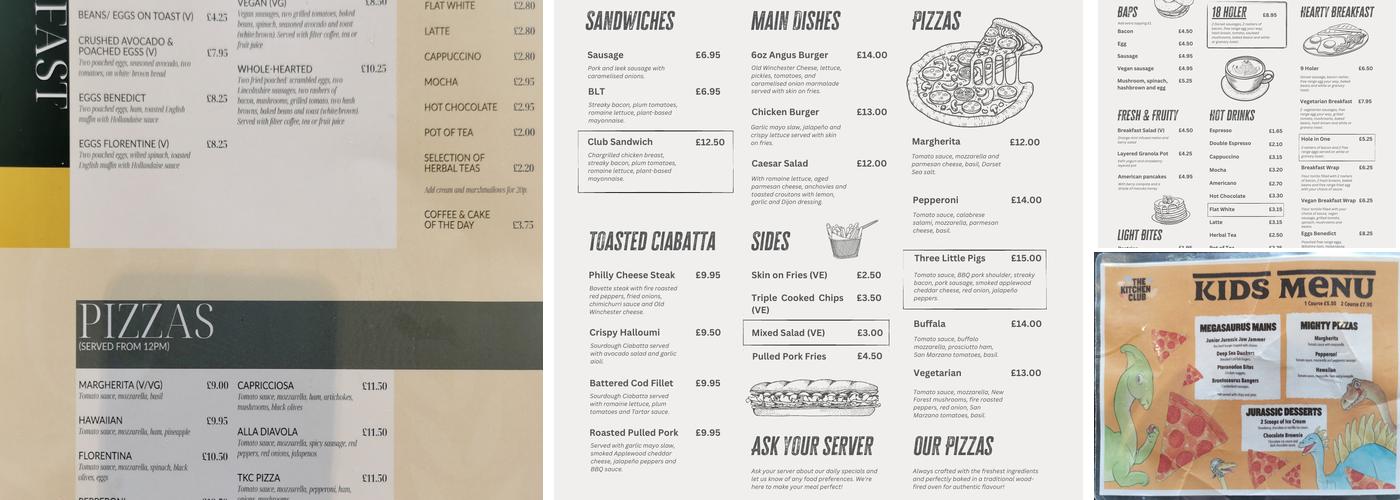 The Kitchen Club Menu