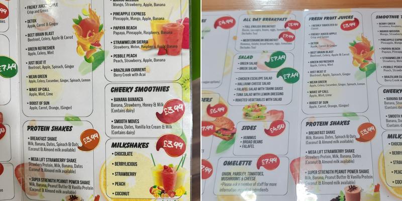 Juicy Shakes Menu