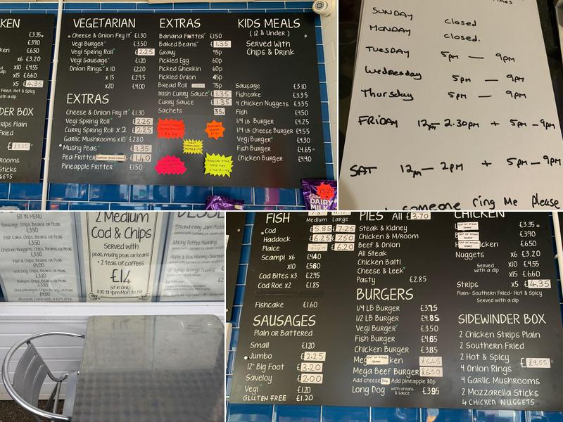Simon's Fish & Chips Menu