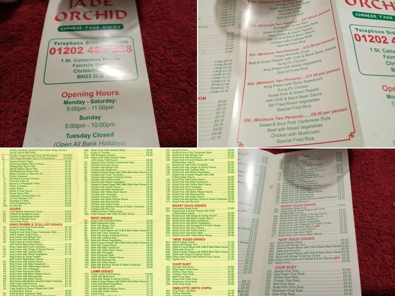 Jade Orchid Chinese Takeway Menu