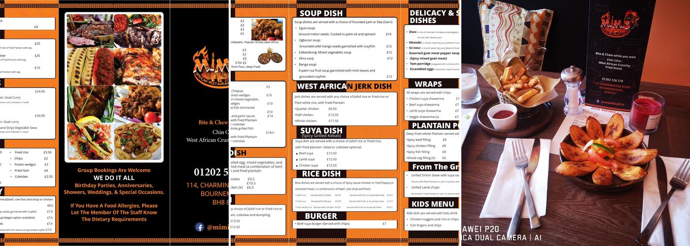MIMIS African Restaurant and Bar Menu