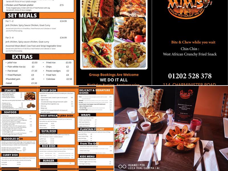 MIMIS African Restaurant and Bar Menu