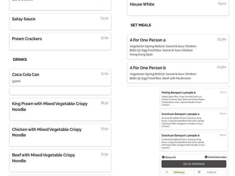 Susan Chinese Takeaway Menu