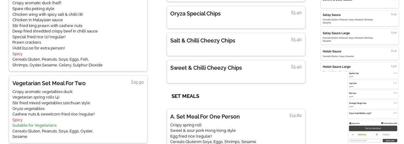 GOLDEN ORYZA Chinese Southbourne Menu