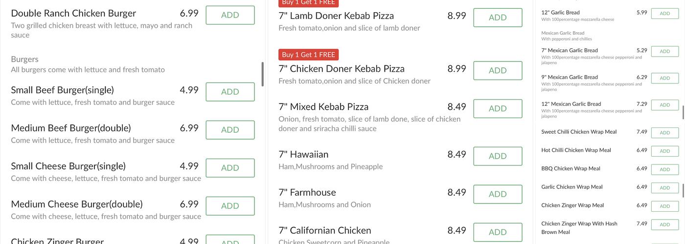 Bistro Pizza 2for1 Menu