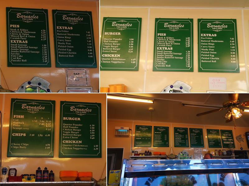 Barnacles - Fish & Chips Bournemouth Menu
