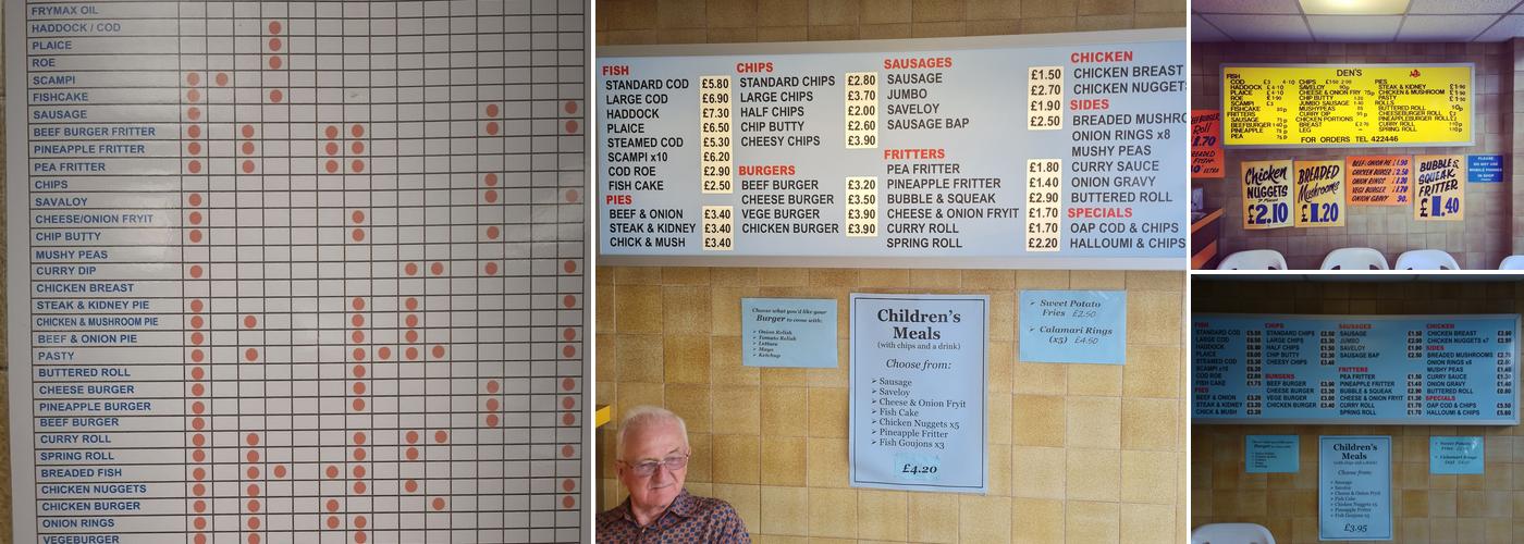 Den's Fish & Chips Menu
